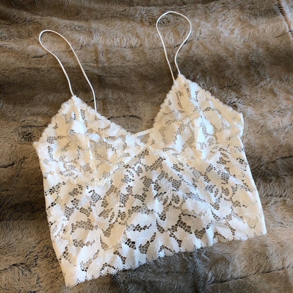 Forever21 white lace mesh crop top